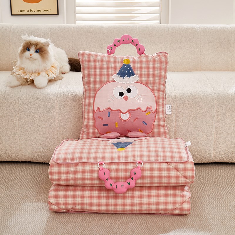 全棉两用抱枕被靠垫枕头被午睡空调被纯棉卡通手提汽车沙发办公室