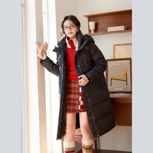 奈格薇儿小个子黑色羽绒服女冬季2024新款气质高级感防风长款外套