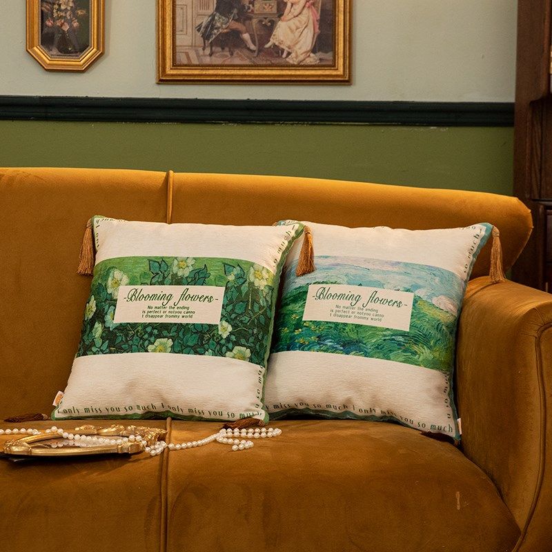 艺术油画风抱枕高档雪尼尔沙发靠枕家用方形枕套民宿床头靠枕靠垫,居家布艺,靠垫/抱枕,淘宝优惠券,粉丝福利购,淘宝优惠卷