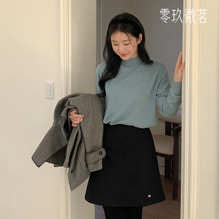 加大码秋冬时尚绒面革金属装饰迷你半身裙微胖mm显瘦小A半裙79388