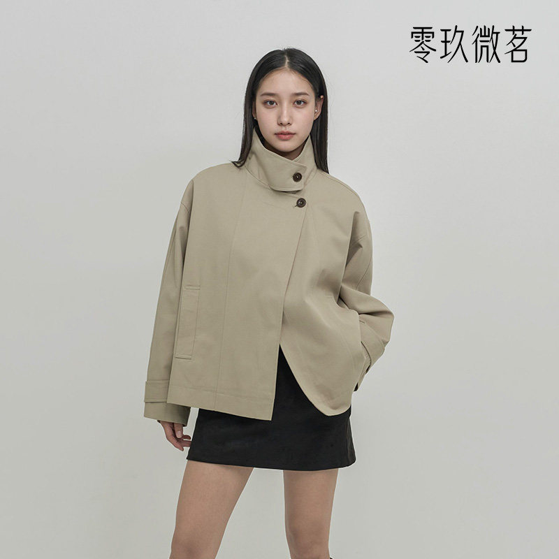 零玖微茗09women韩版大码全棉风衣女加肥加大短外套气质显瘦77900图片