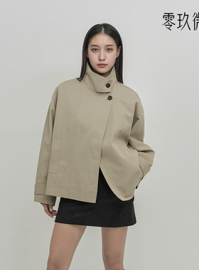 零玖微茗09women韩版大码全棉风衣女加肥加大短外套气质显瘦77900