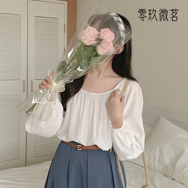 零玖微茗韩版大码长袖衬衫图片