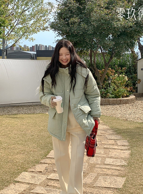 2025韩版09women大码学生休闲棉服宽松连帽棉衣微胖加厚外套78692