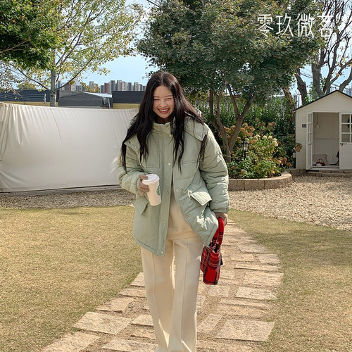 2025韩版09women大码学生休闲棉服宽松连帽棉衣微胖加厚外套78692