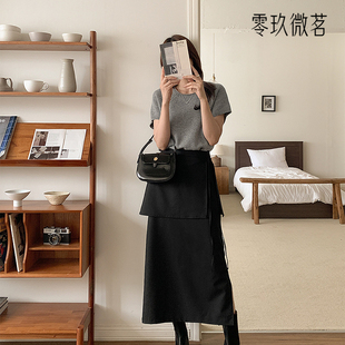 09women2025秋大码女装弹力TR西装半身裙不易皱微胖mm半裙83546