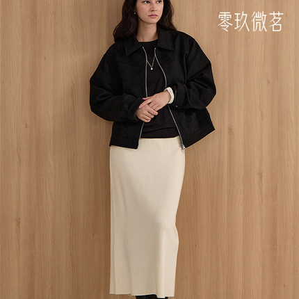 09women秋冬韩国大码简约柔软弹力腰H型显瘦气质长款针织裙84232