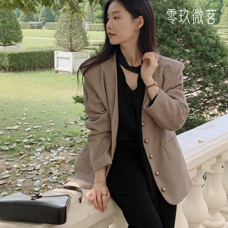 零玖微茗韩版2025新款大码时尚夹克气质上衣微胖V领显瘦外套78425图片