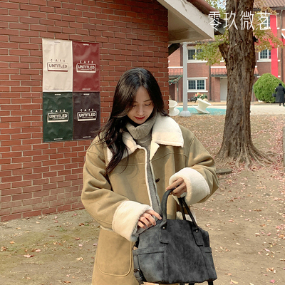 零玖微茗2025韩09women大码女装百搭简约冬季翻毛皮一体外套79105