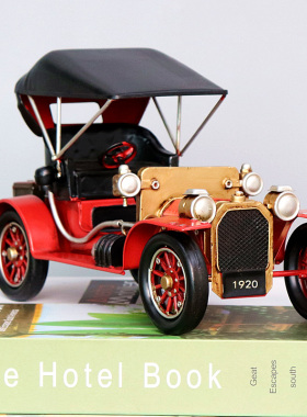 美式老式汽车复古怀旧老爷车家居客厅酒柜装饰品铁皮模型创意摆件