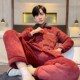 本命年红超厚男士 加厚加绒三层夹棉红色珊瑚绒家居服秋冬 睡衣冬季