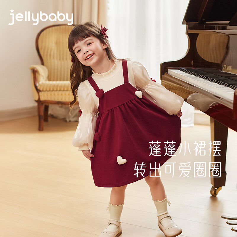 女童周岁公主裙小女孩红色甜美连衣裙宝宝春装生日裙儿童春季裙子图片