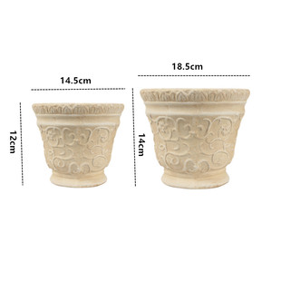 孚中陶瓷欧式浮雕红陶大花盆仙客来藤条陶土圆形多肉家居绿植花卉