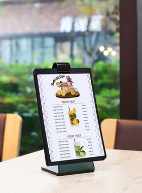 翻页台卡木制活页菜单牌a4台卡架展示牌餐厅点餐牌桌面立牌台牌a5