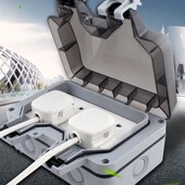 10A两位五孔防水插座 浴室家用户外 10十孔室外充电插座防暴雨明装