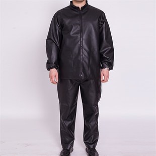 免洗耐磨宽松养殖场屠宰专用 皮衣皮裤 修车防油防水工作服套装 男士