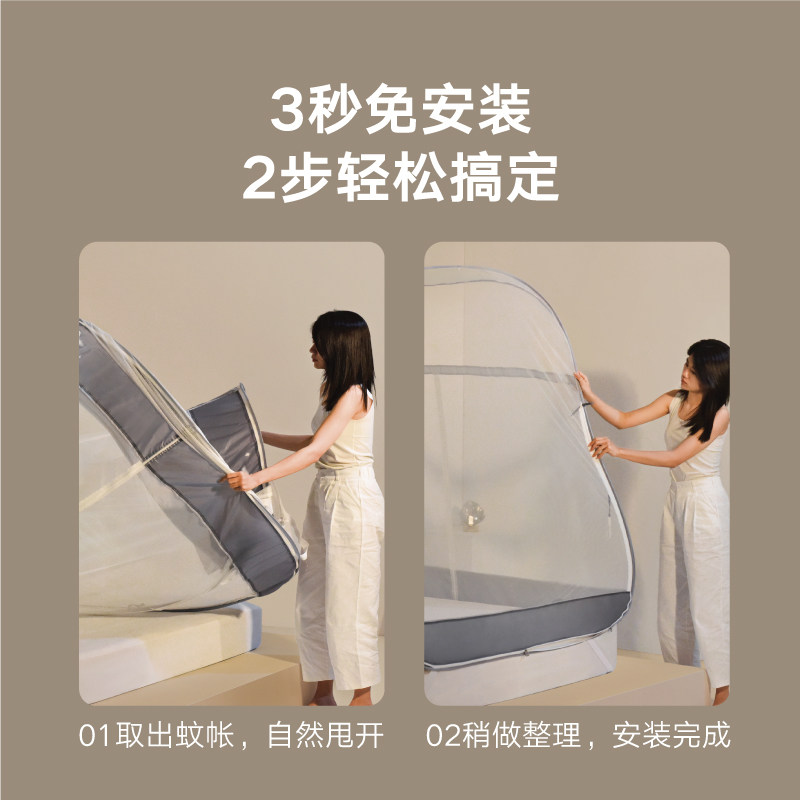 一默MOMO无蚊蚊帐防蚊网纱蒙古包式可水洗婴儿双门驱蚊A类面料EMO