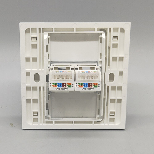 银色86型双口网络面板免打六类网线模块CTA6二位电脑插座