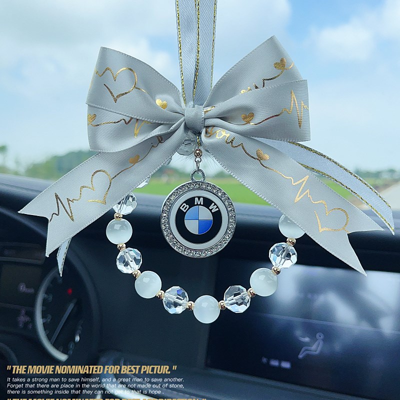 汽车挂件奔驰宝马奥迪车标后视镜挂饰吊坠车载饰品丝带蝴蝶结高档