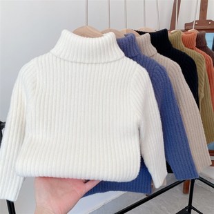 一体绒童装女童毛衣秋冬儿童加绒加厚紧身打底衫半高领男孩韩国绒
