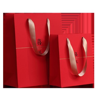 2021新款吾家有喜手提袋中国风婚礼满月百日红色结婚回礼答谢礼袋