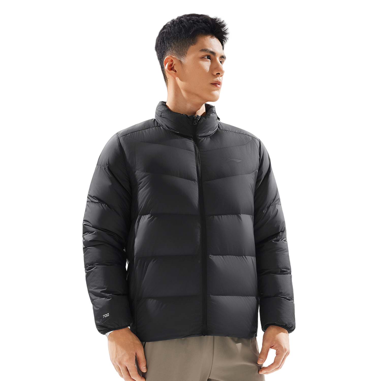 李宁LI-NING男子修身立体90%鸭绒短羽绒服25新款保暖外套AYMV221