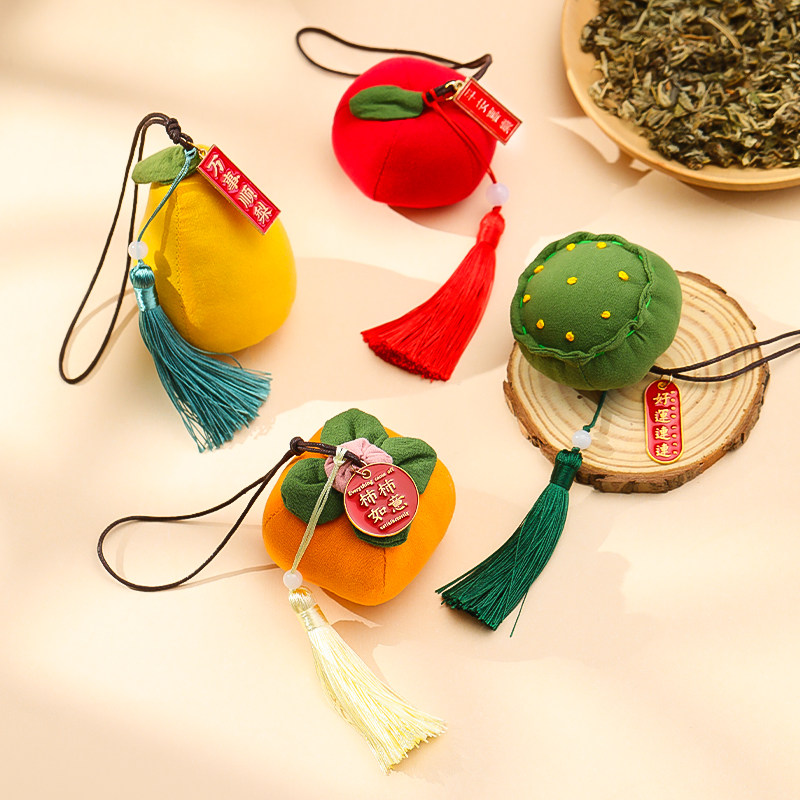 速发端午节香囊柿子手工意作制品莲蓬艾草驱蚊虫香包柿柿如成礼品