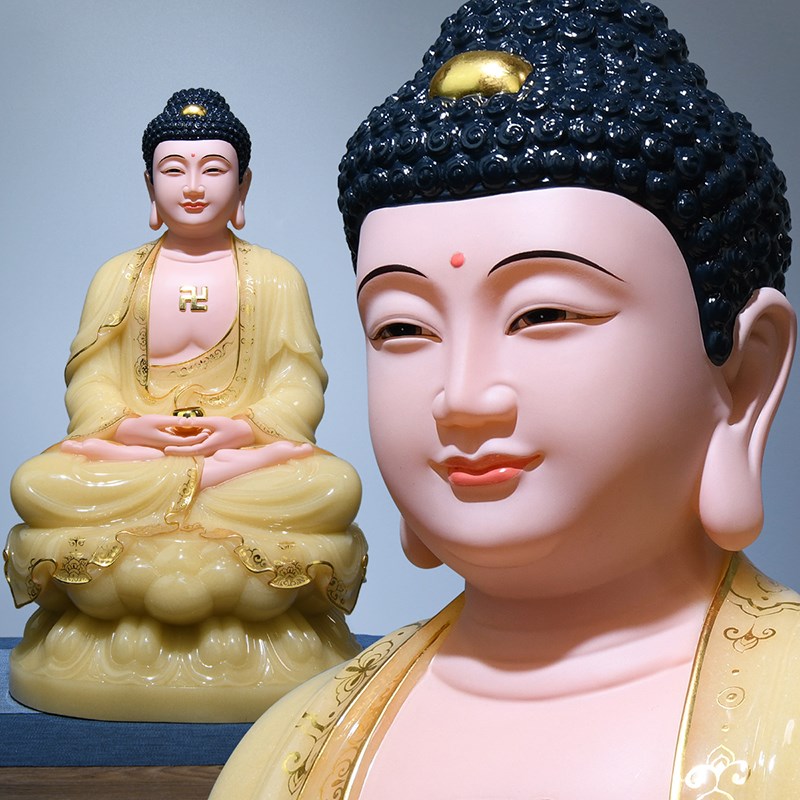 速发汉陀玉释迦牟尼佛佛像阿弥白佛药师佛三如佛摆件宝来佛祖居家