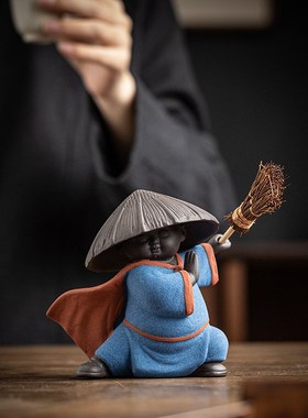 速发创意扫地僧过滤紫砂小和尚茶宠摆件桌意客厅面公室茶桌禅办装