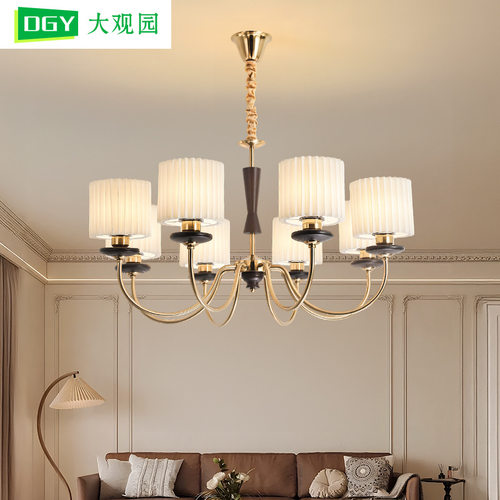 大观园客厅吊灯法式南洋风复古新款简约实木花纹餐厅大厅灯具194L