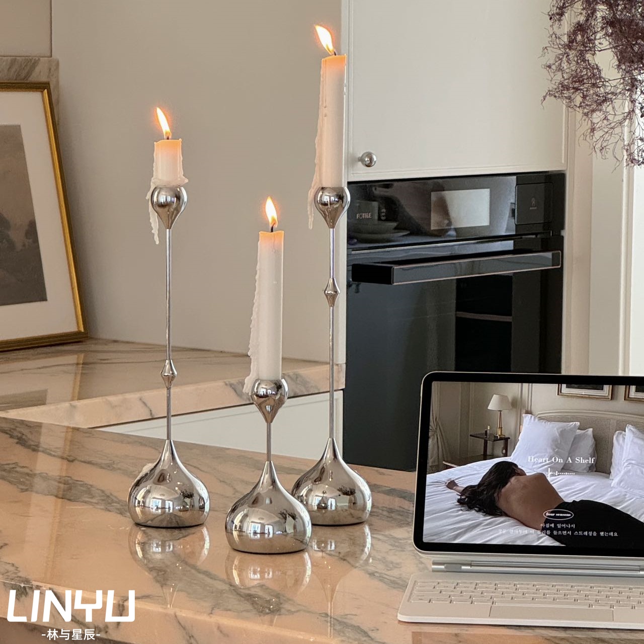 水滴烛台香薰蜡烛家用烛光晚餐道具浪漫摆件蜡烛台座餐桌装饰品