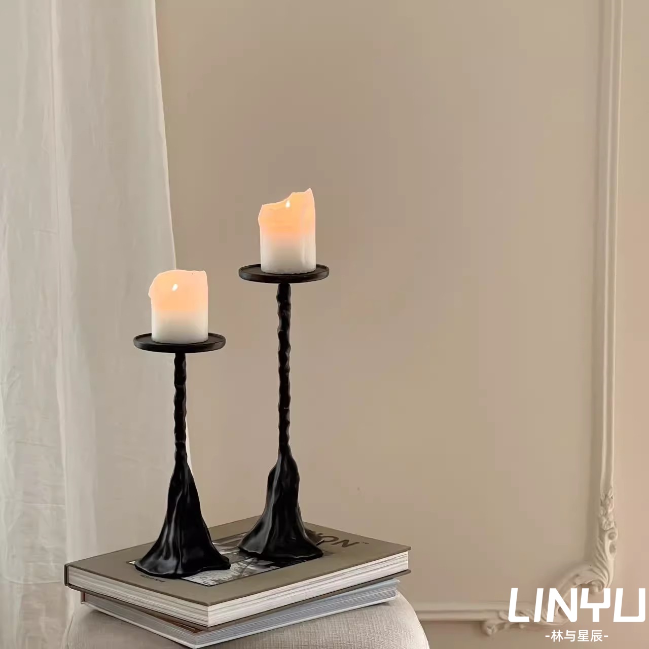 复古中古创意仿金属银色烛台