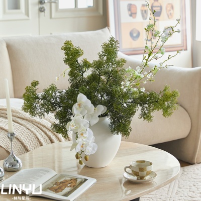 高级感蓬莱松仿真植物雾凇紫色假花仿真花摆设客厅装饰家居摆件