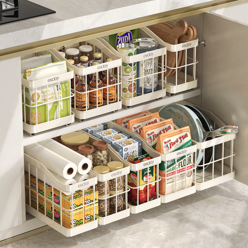 厨房抽拉置物架下水槽窄缝调料架