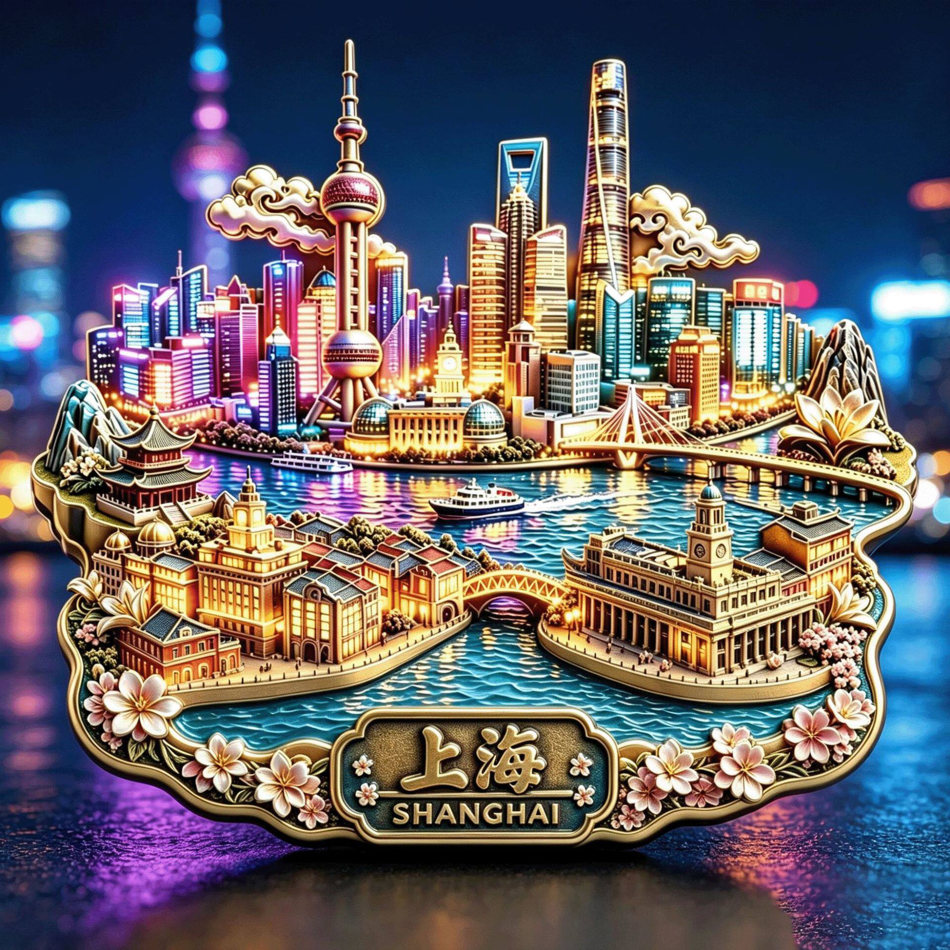 上海城市旅游纪念品冰箱贴磁吸