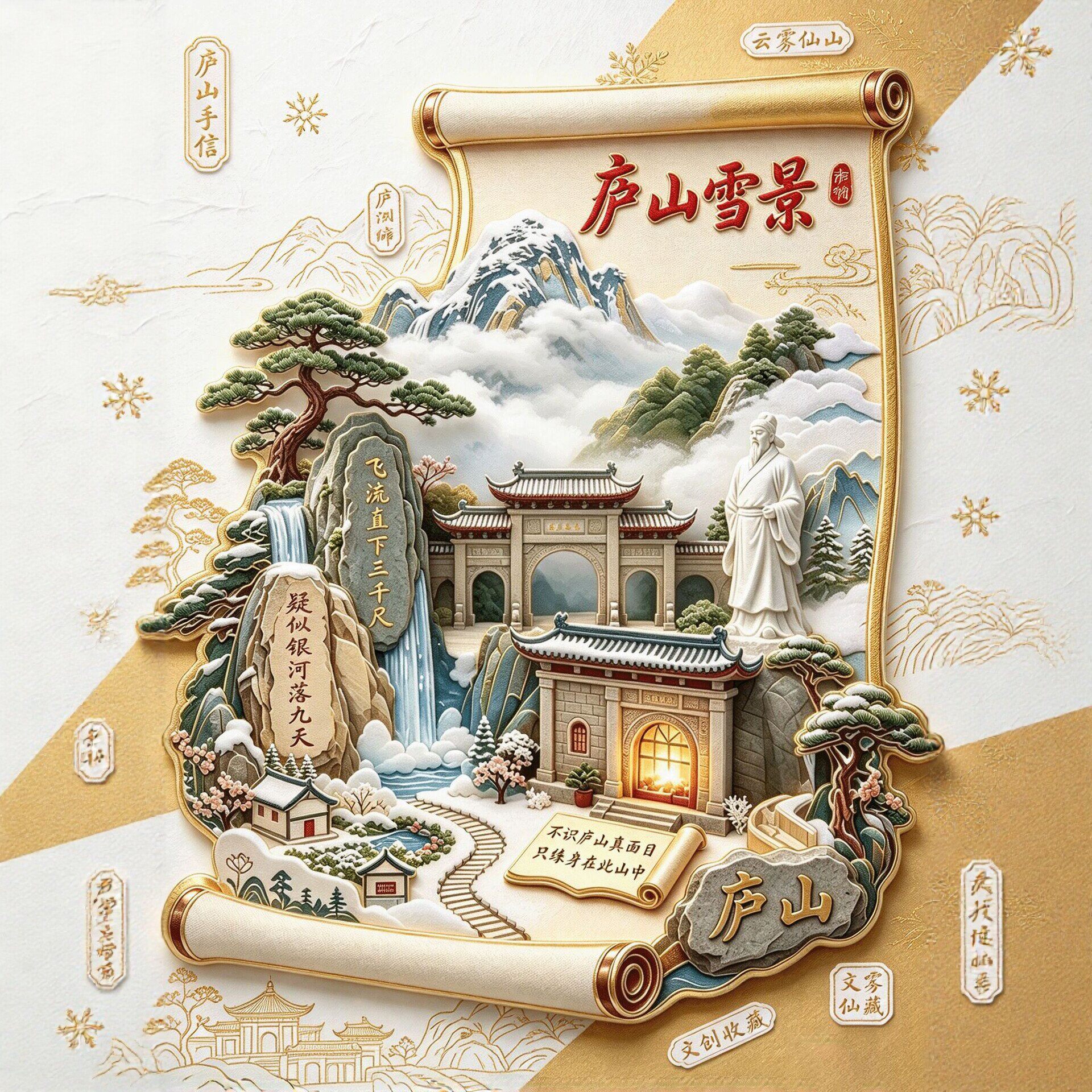 庐山旅游景点纪念品冰箱贴磁吸