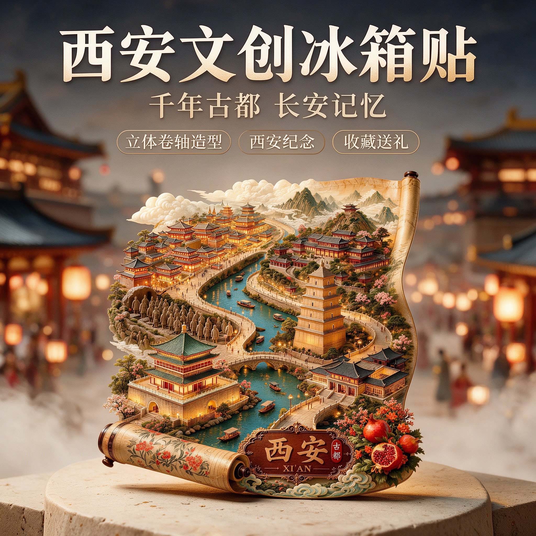 古都西安城市旅游纪念品冰箱贴