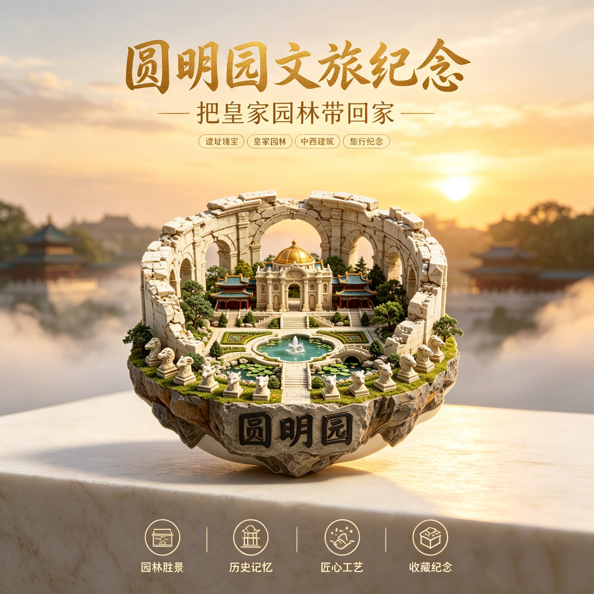 圆明园旅游景点纪念品冰箱贴磁吸