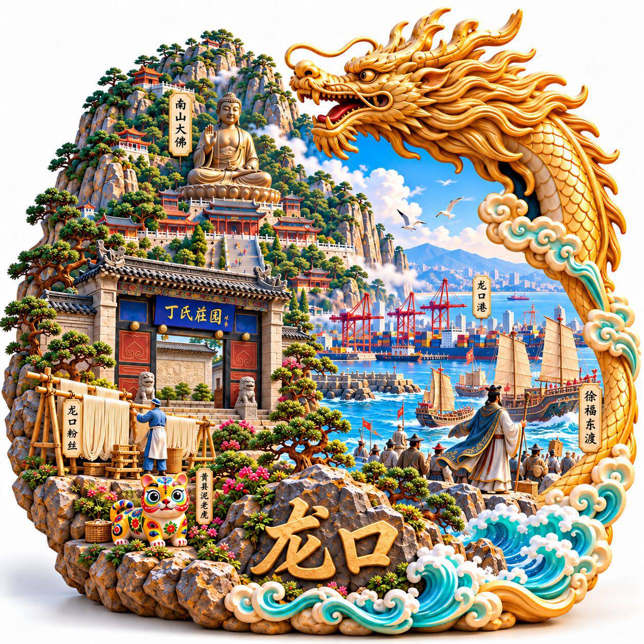 烟台龙口旅游景点纪念品冰箱贴
