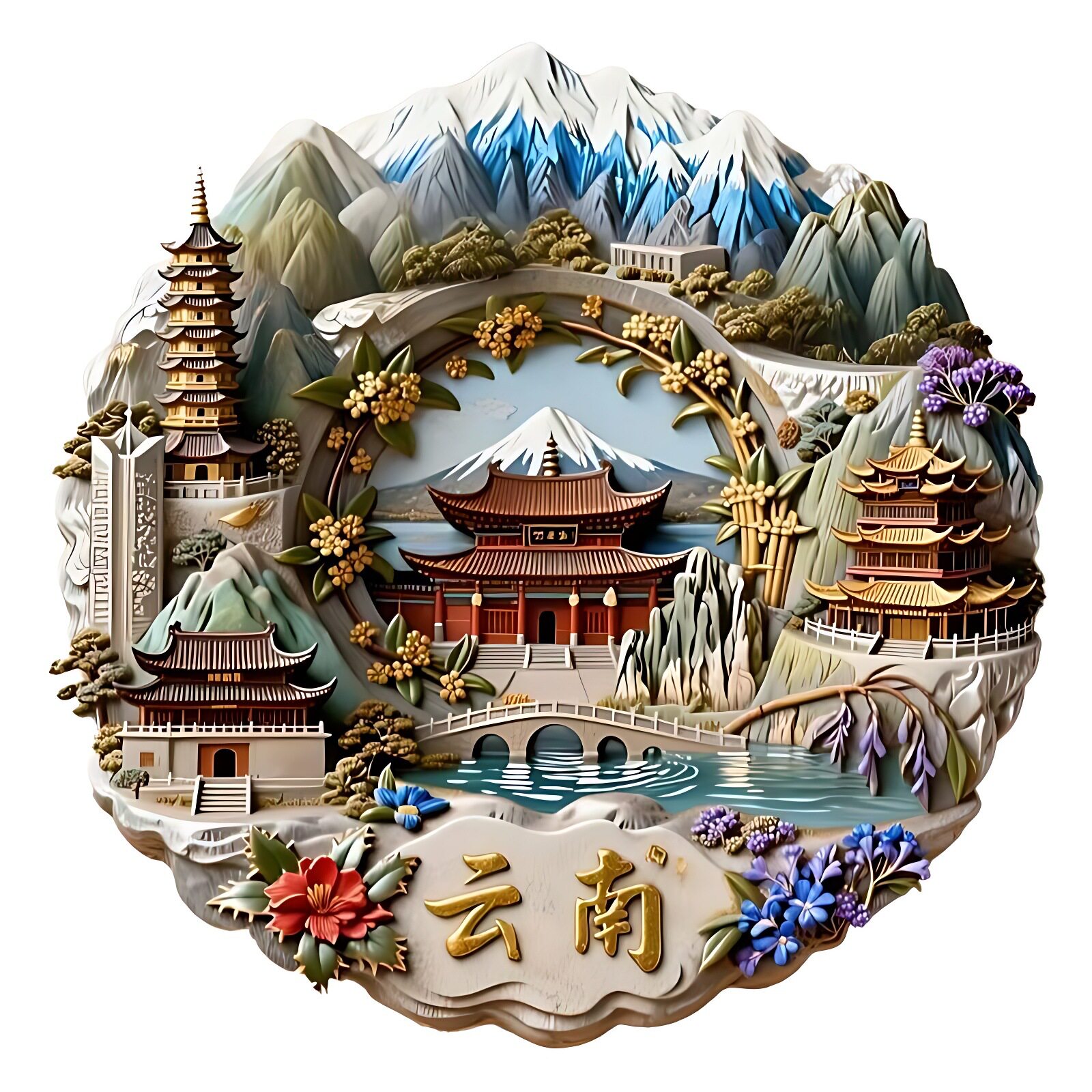 云南冰箱贴城市旅游纪念品装饰