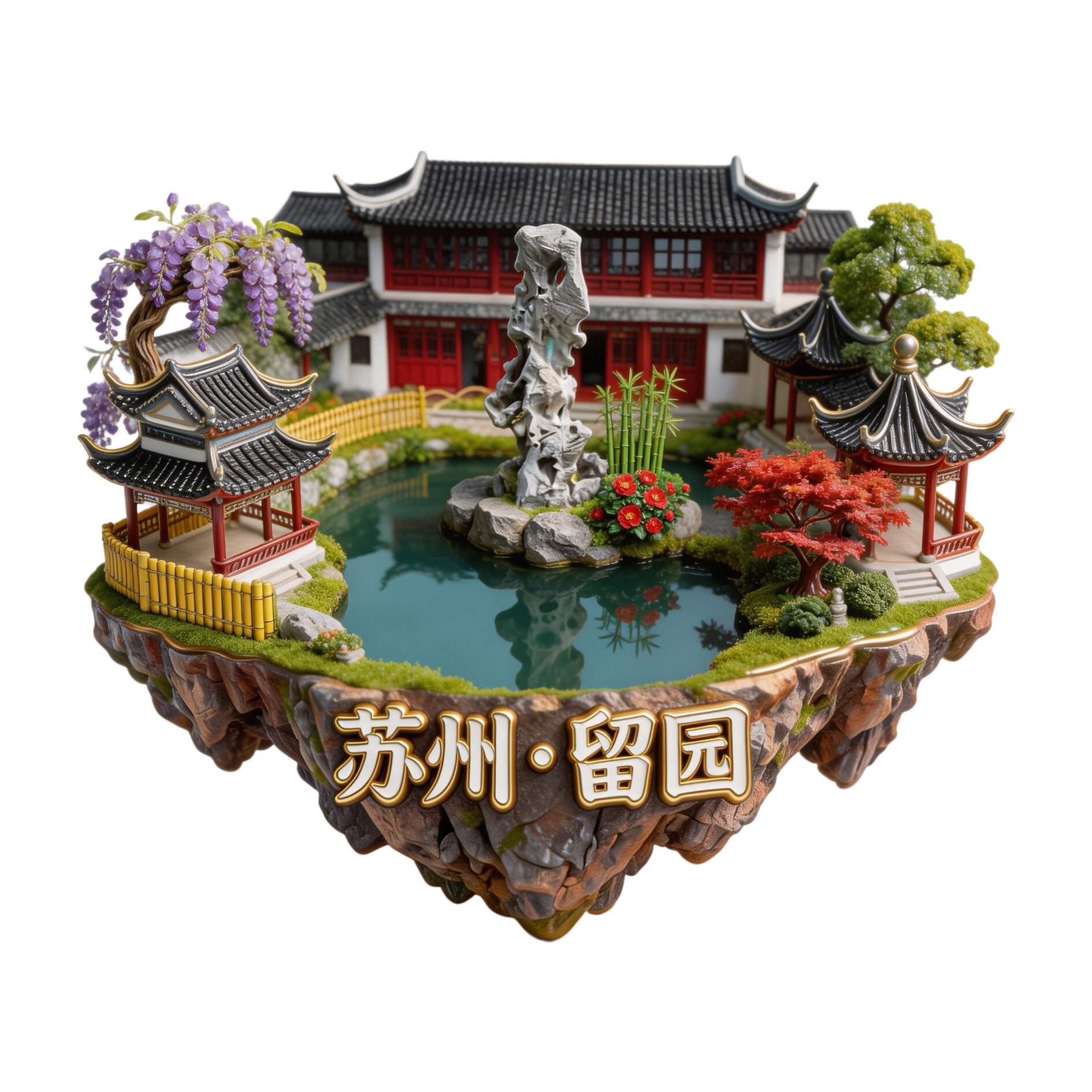 苏州留园景点旅游文创纪念冰箱贴