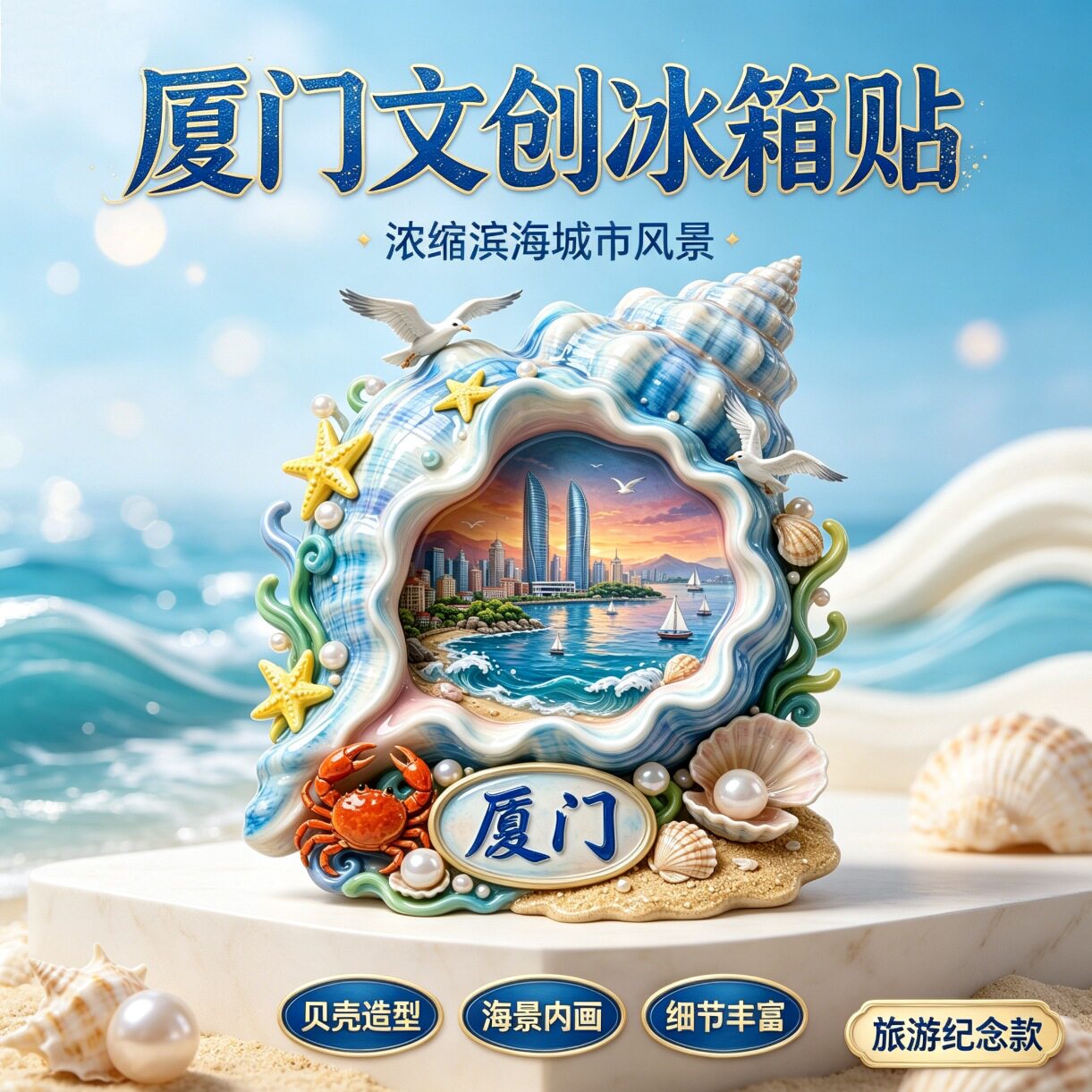 厦门旅游景点文创纪念品冰箱贴图片