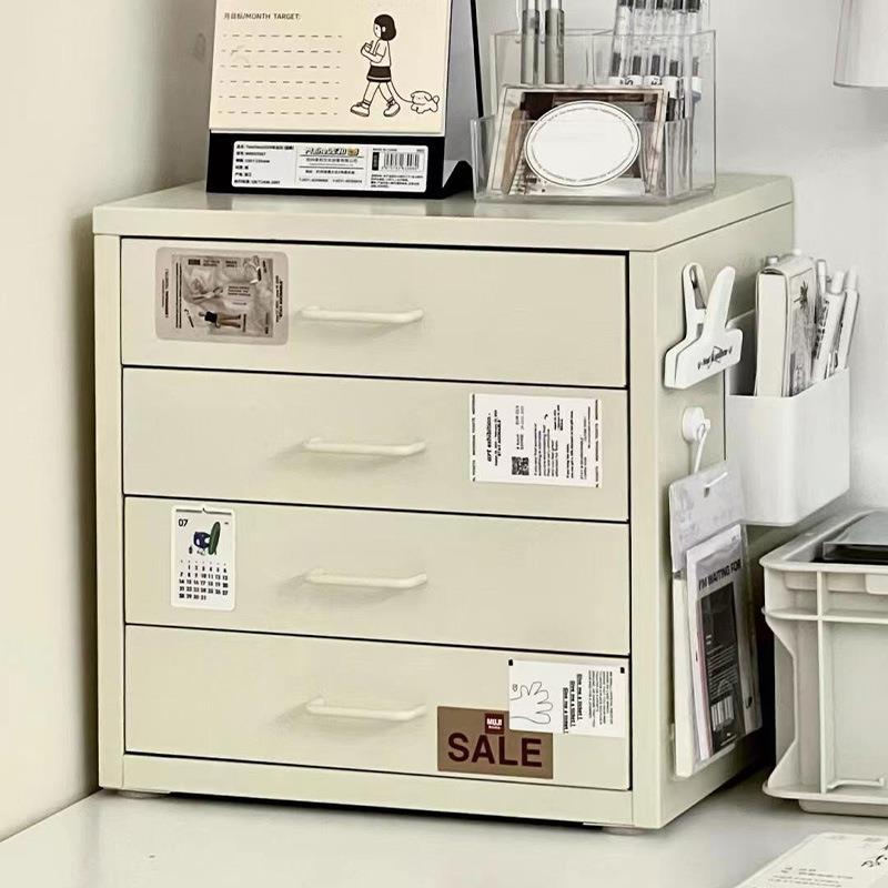 抽屉式铁皮柜桌面文具文件A4纸收纳柜铁艺大容量铁柜子工位置物架