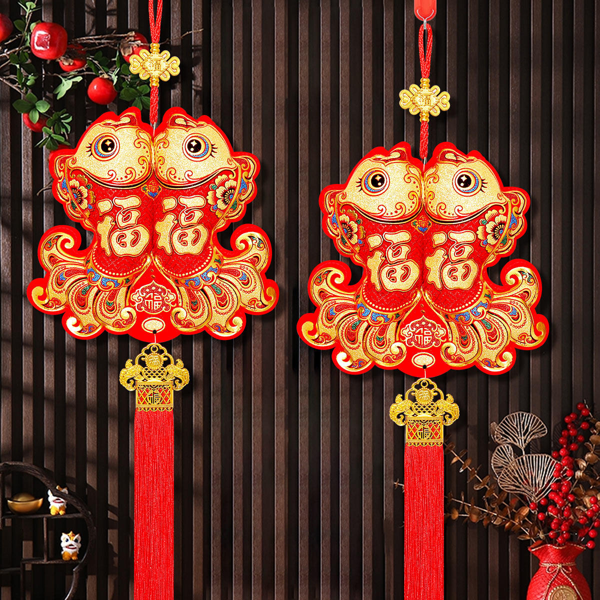 新年装饰品福鱼挂件对对鱼招财春节客厅乔迁布鱼喜庆辣椒串串,节庆用品/礼品,挂饰/生肖挂饰,淘宝优惠券,粉丝福利购,淘宝优惠卷