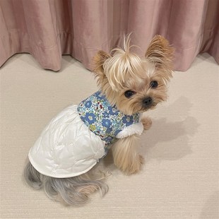 速发小甜粥秋型新款花色接棉裙猫尔济斯约克夏小冬犬马咪加厚衣服