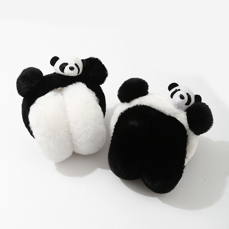 熊猫毛绒耳罩女冬季可爱折叠护耳耳包学生户外防冻保暖耳捂子耳暖