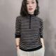 女2025新款 秋冬韩版 时尚 半高领针织衫 设计感条纹小衫 别致绝美上衣