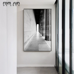 黑白工业风玄关装饰画现代轻奢客厅沙发背影挂画北欧餐厅壁画