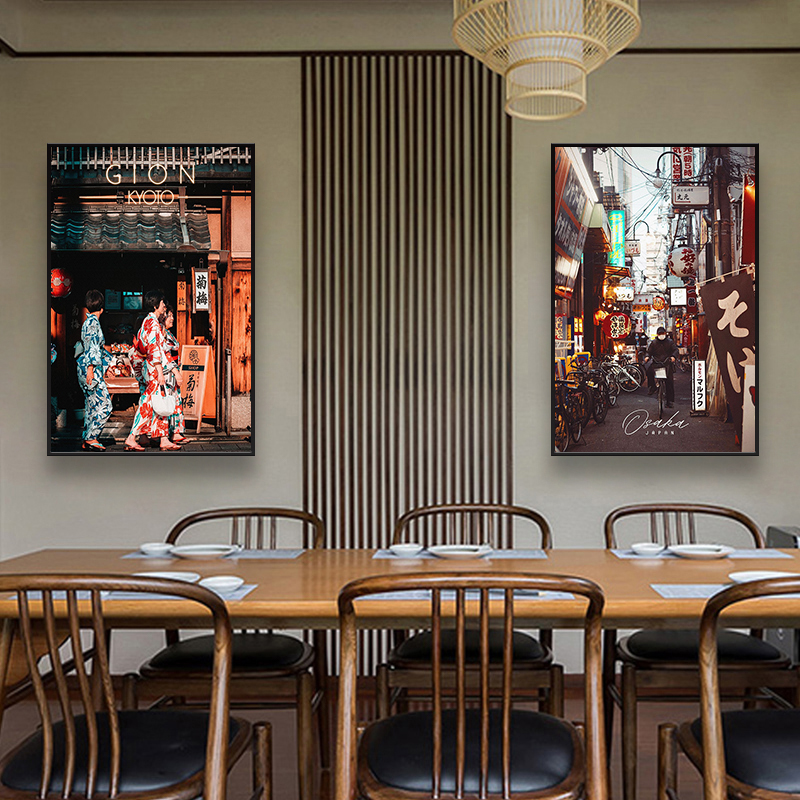 日本风景装饰画建筑街景日式餐厅挂画料理寿司店烤肉店夜景壁画图片