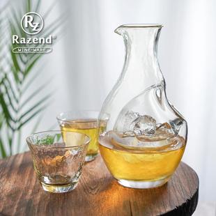 家用玻璃冰酒壶 饮山吹 日式 清酒酒具套装 创意冷酒梅子酒清酒杯